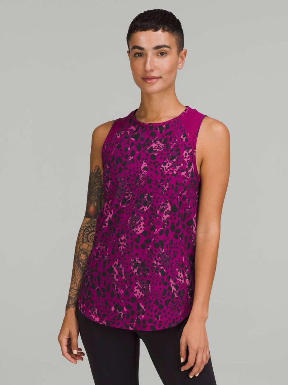 Lululemon Athletica Purple and Black Leopard Print Tank Top